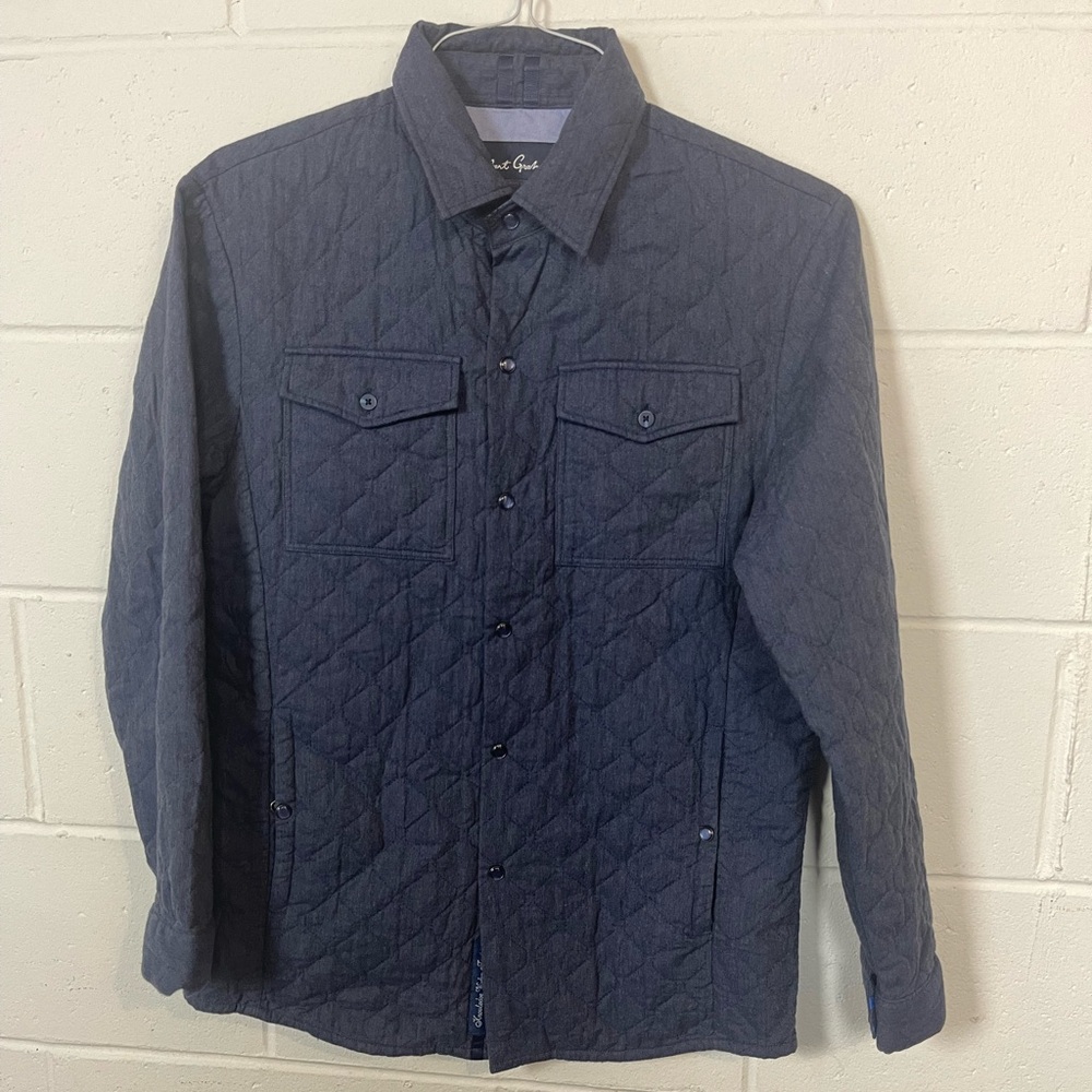 Robert Graham Quilted Snap Front Overshirt Jacket Gray Size S
